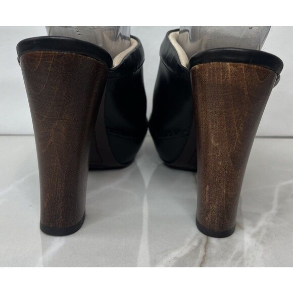Frye Natasha Leather High Heels Pumps Clogs Black Sz 7 M Slip On Shoes Platform - Picture 6 of 10